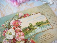 画像4: 田園の情景ピンクの花エンボスのカード (4)
