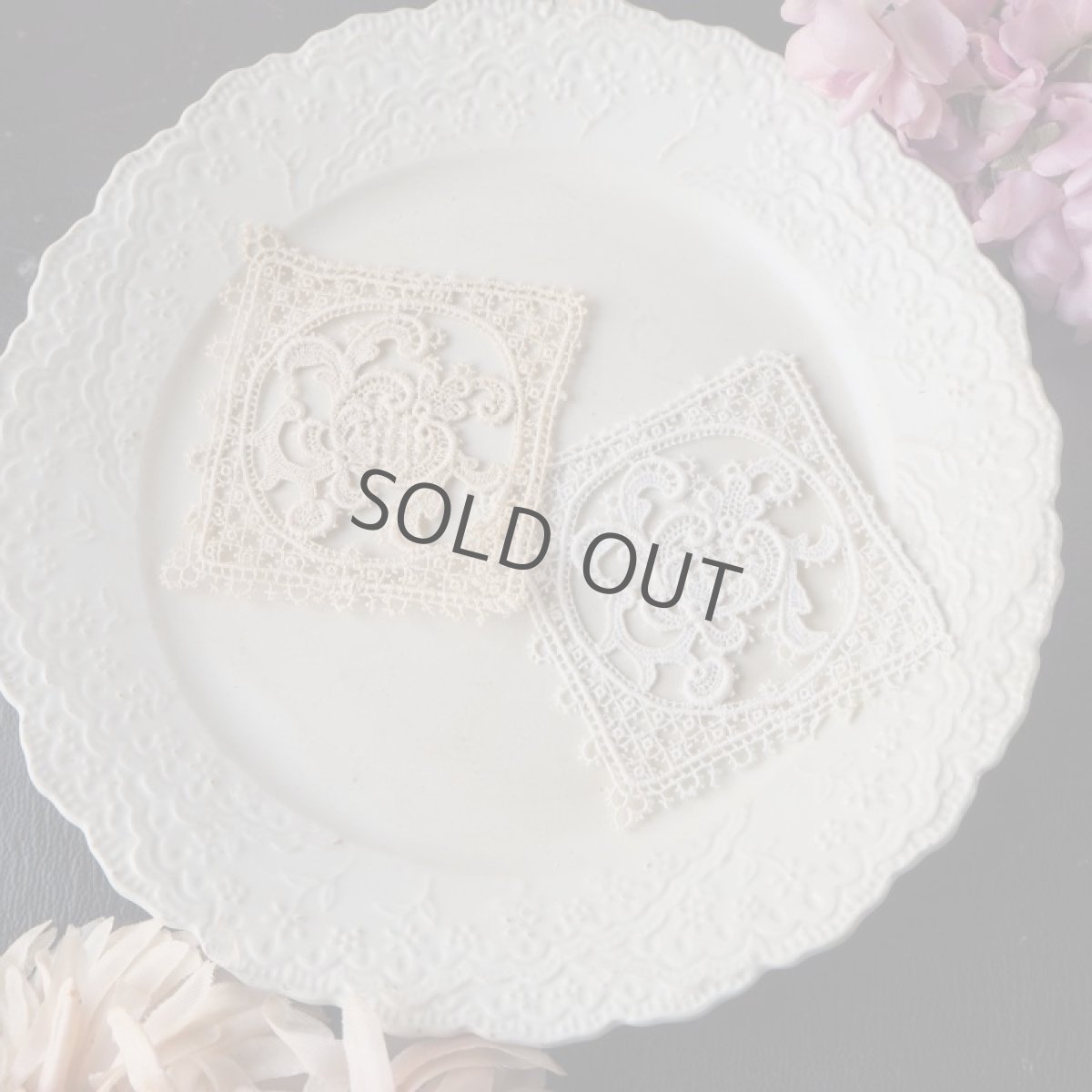 画像4: 繊細な模様のモチーフレース/生成り色と濃いベージュ (4)