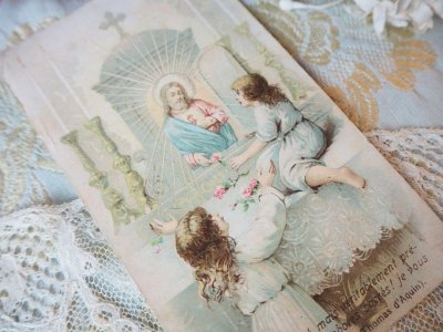 画像1: 教会カード／2人の少女とキリスト様