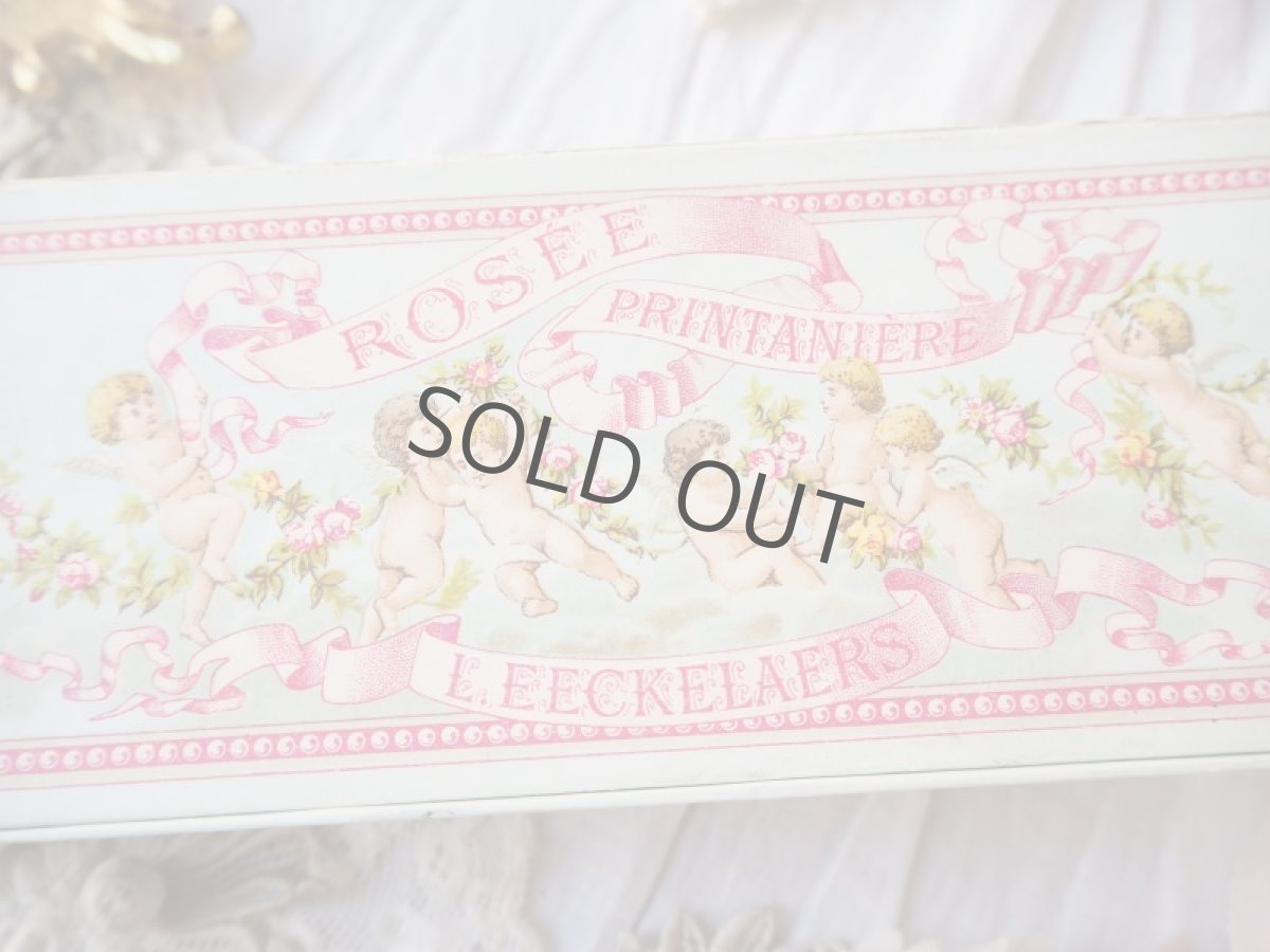 画像4: 古いローズサボンの紙箱/天使とピンクのリボン (4)