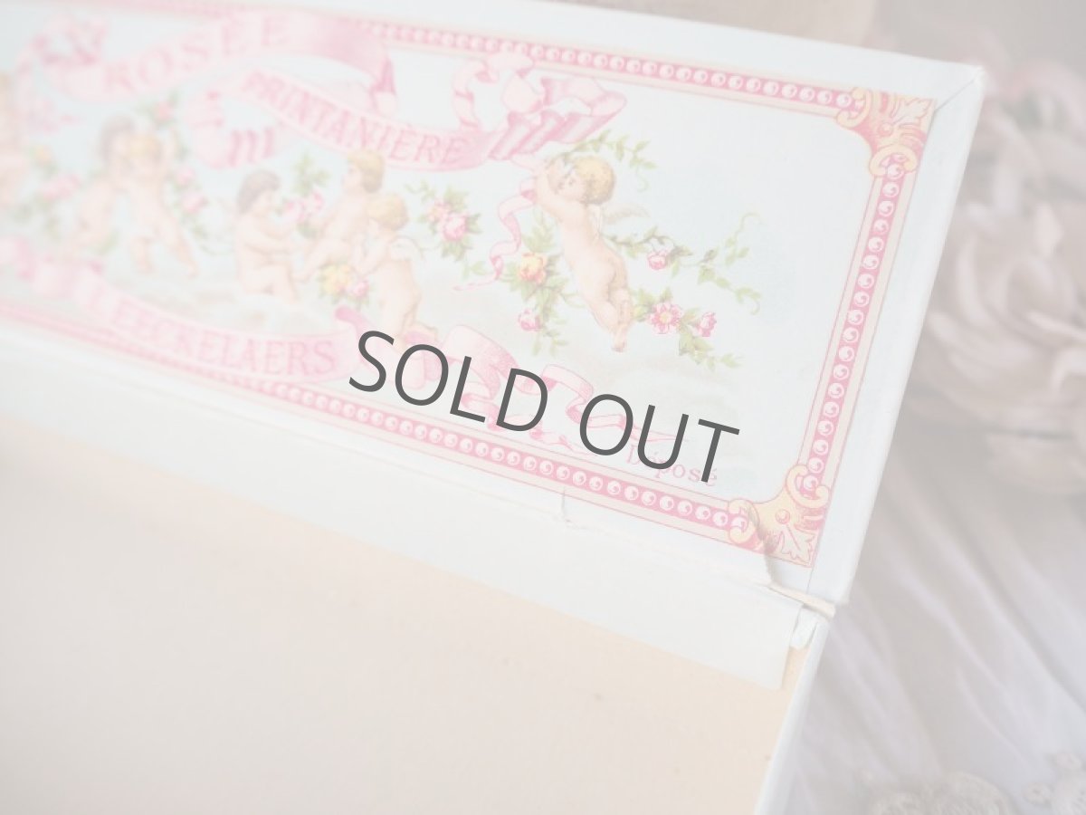 画像16: 古いローズサボンの紙箱/天使とピンクのリボン (16)