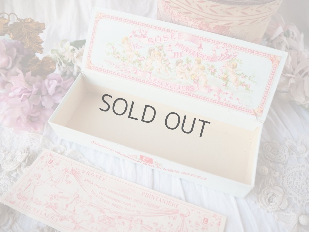 画像14: 古いローズサボンの紙箱/天使とピンクのリボン (14)