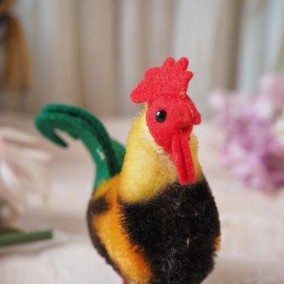 画像1: シュタイフ社製カラフルなニワトリ/フェルトの鶏冠、尾羽