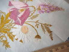 画像4: 1800年代後期のシルク生地に繊細な花の刺繍/幅広リボン（カット販売） (4)
