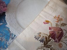 画像18: 1800年代後期のシルク生地に繊細な花の刺繍/幅広リボン（カット販売） (18)