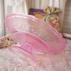 画像5: ピンク色ガラスのケーキ皿/飾り用のお皿 (5)