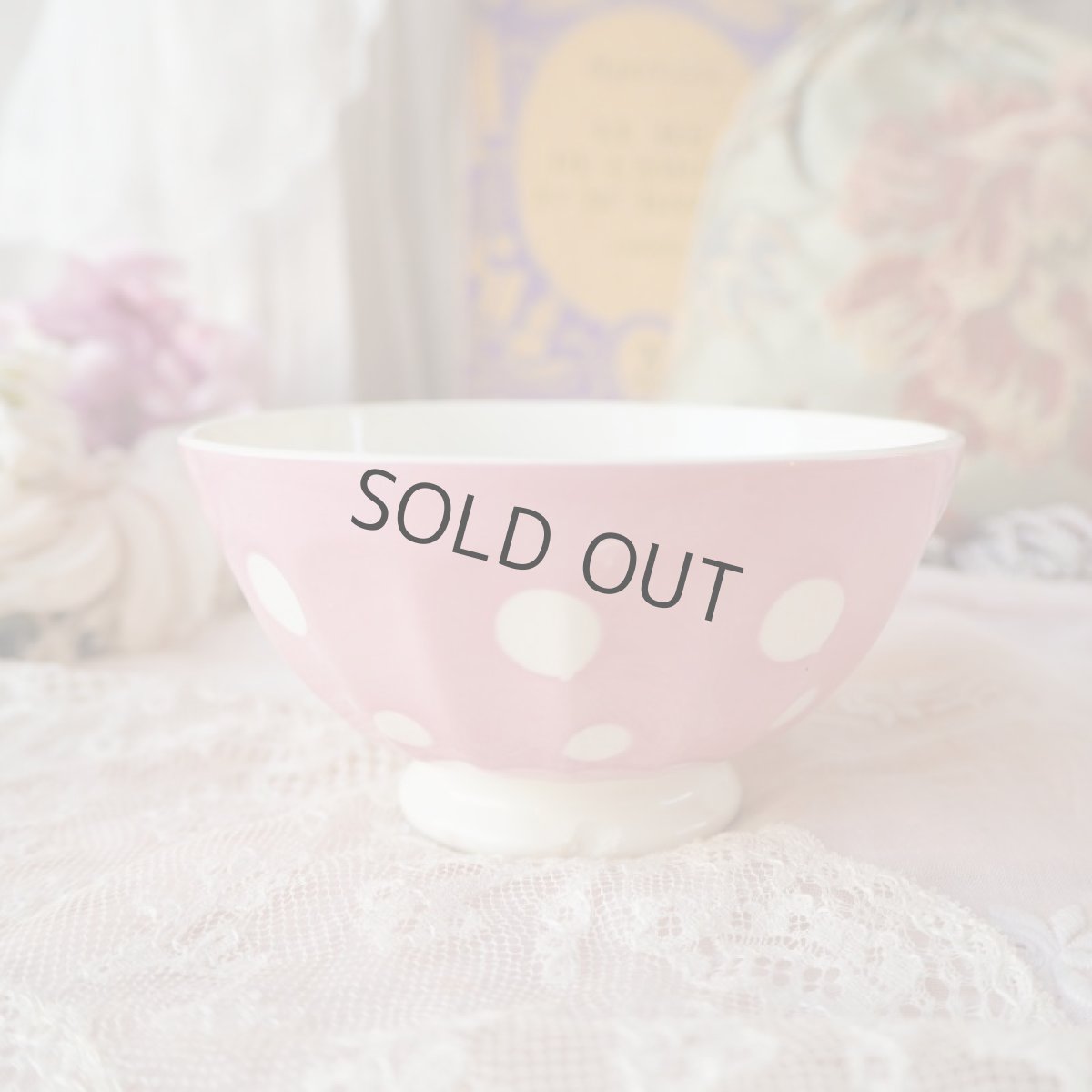 画像2: ピンク色ドット模様の小さめカフェオレボウル  (2)