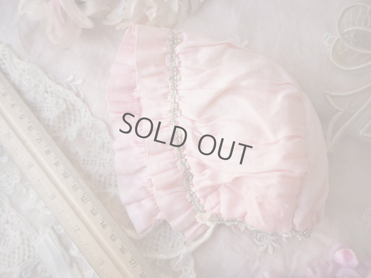 画像10: ピンク色小さなベビーボネ/ロココリボン飾り (10)