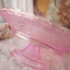 画像6: ピンク色ガラスのケーキ皿/飾り用のお皿 (6)