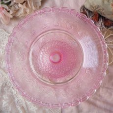 画像3: ピンク色ガラスのケーキ皿/飾り用のお皿 (3)