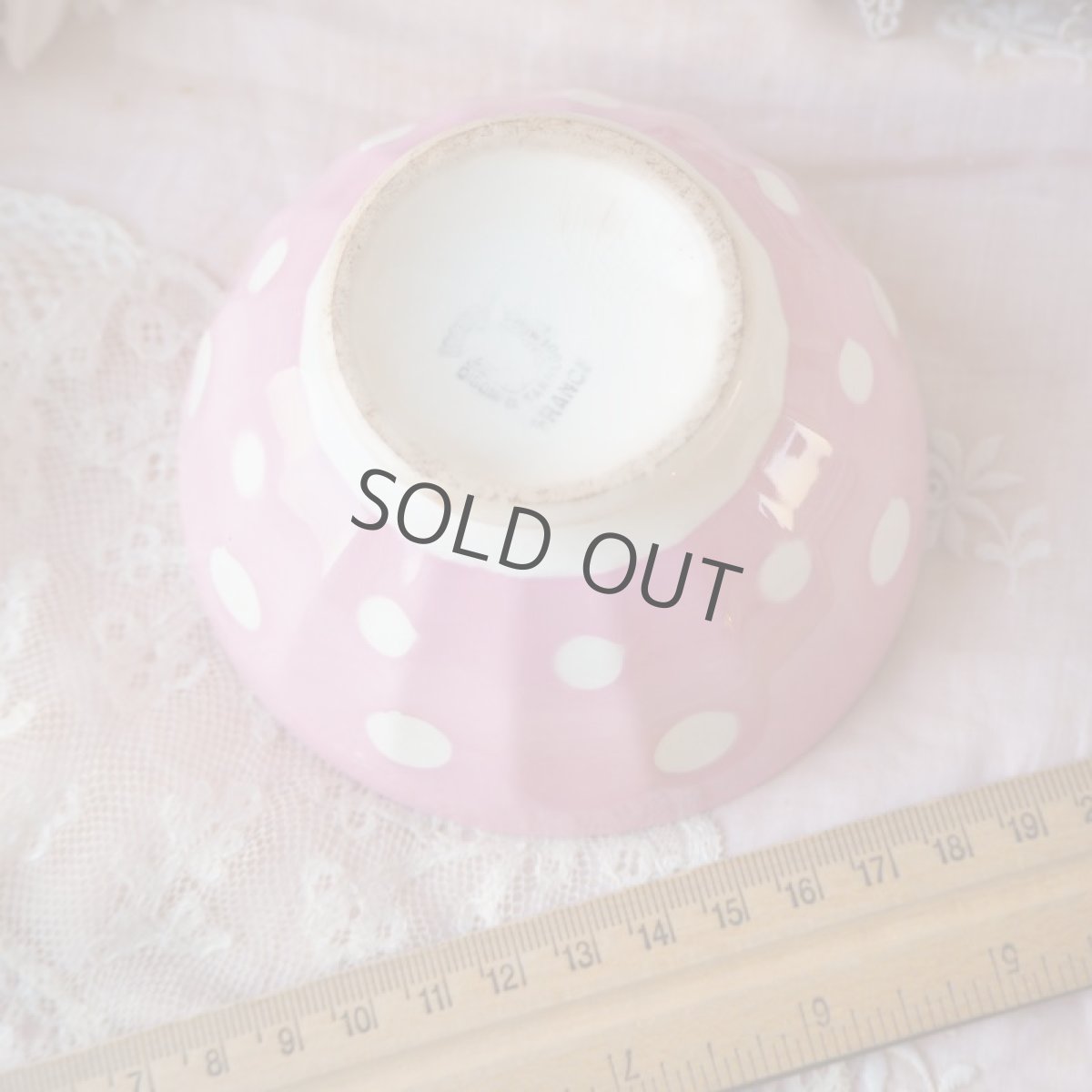 画像17: ピンク色ドット模様の小さめカフェオレボウル  (17)