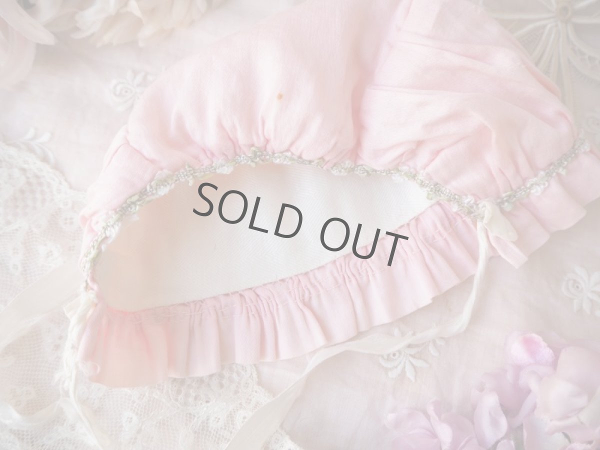 画像4: ピンク色小さなベビーボネ/ロココリボン飾り (4)