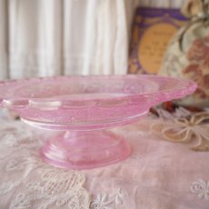 画像12: ピンク色ガラスのケーキ皿/飾り用のお皿 (12)