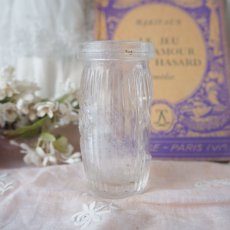 画像10: 古いガラス製広口ペーストジャー/樽形小瓶 (10)