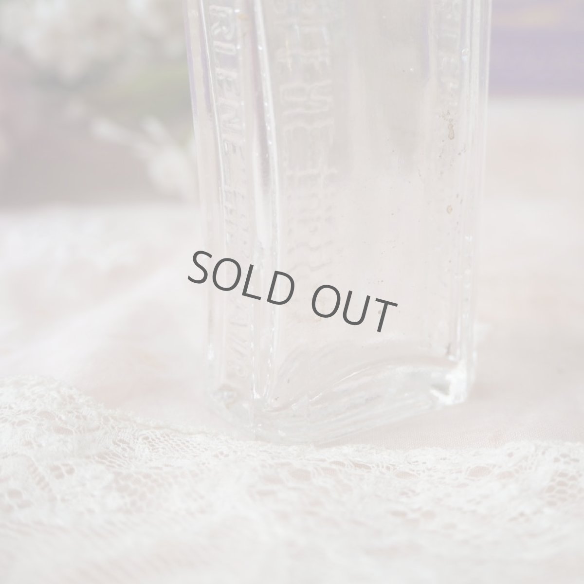 画像9: 古い透明なガラス瓶気泡入り/長方形文字入り (9)