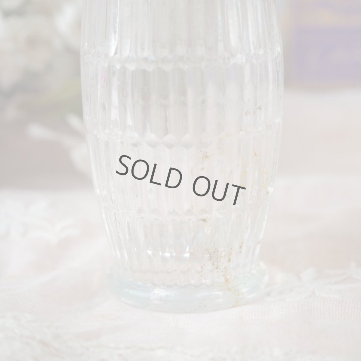 画像5: 古いガラス製の広口小瓶/樽形ライン (5)