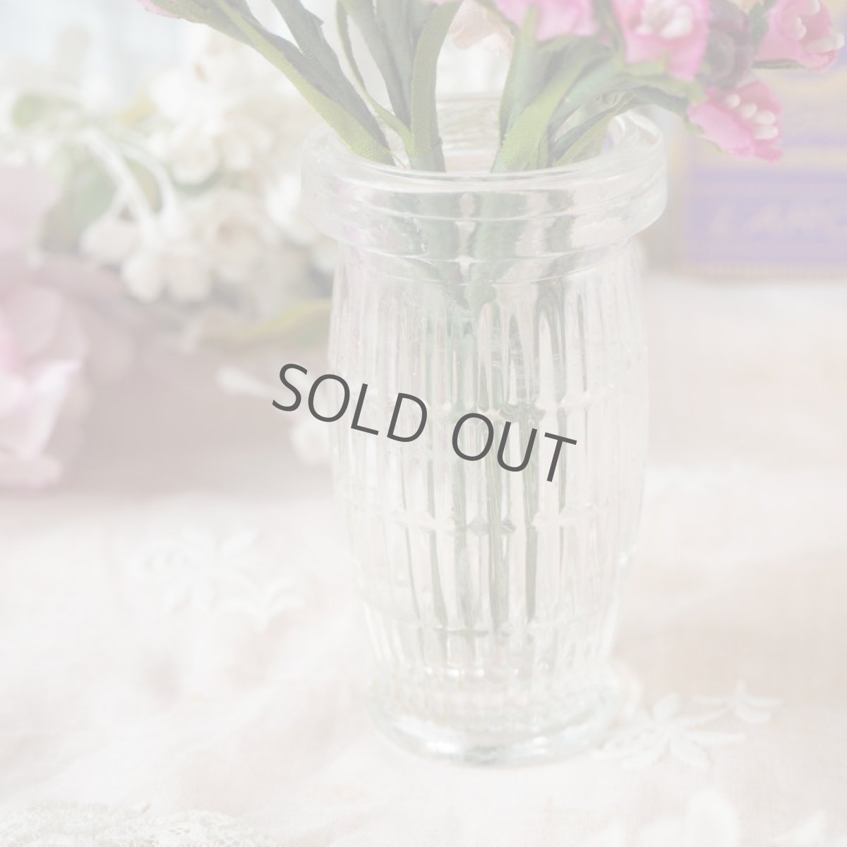 画像15: 古いガラス製の広口小瓶/樽形ライン (15)