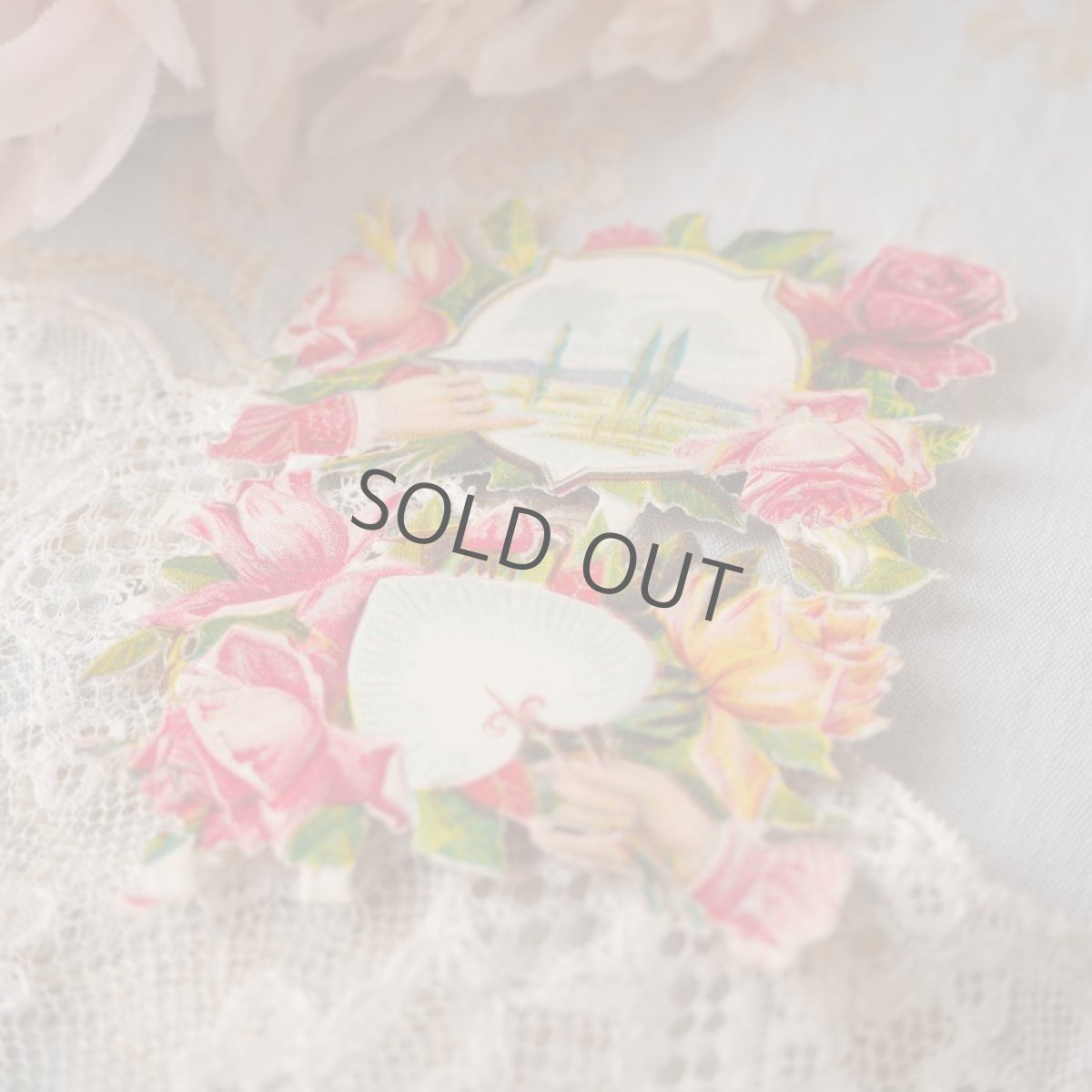 画像4: 古いクロモカード　薔薇とヴィクトリアンハンド　2枚セット (4)