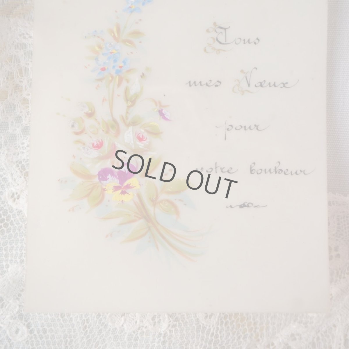 画像3: 古いセルロイド製の手描き教会カード　パンジーと文字 (3)