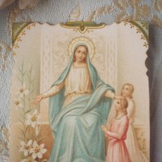 画像2: 古い繊細な教会カード　マリア様と白いユリの花 (2)
