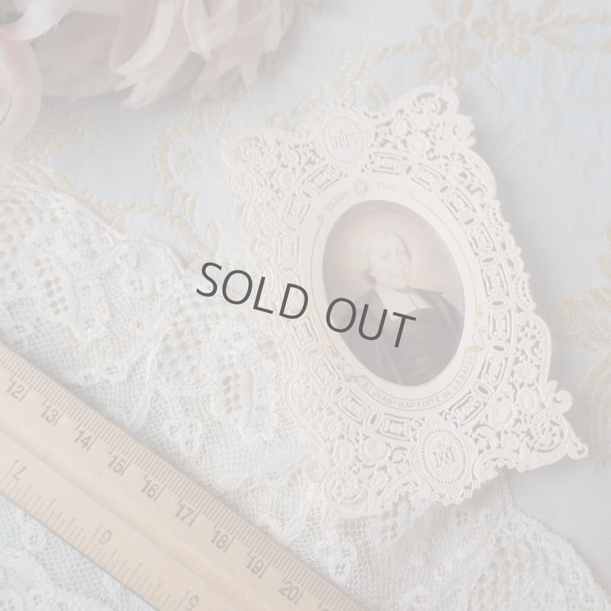 画像10: 繊細なレース模様のエンボス教会カード (10)