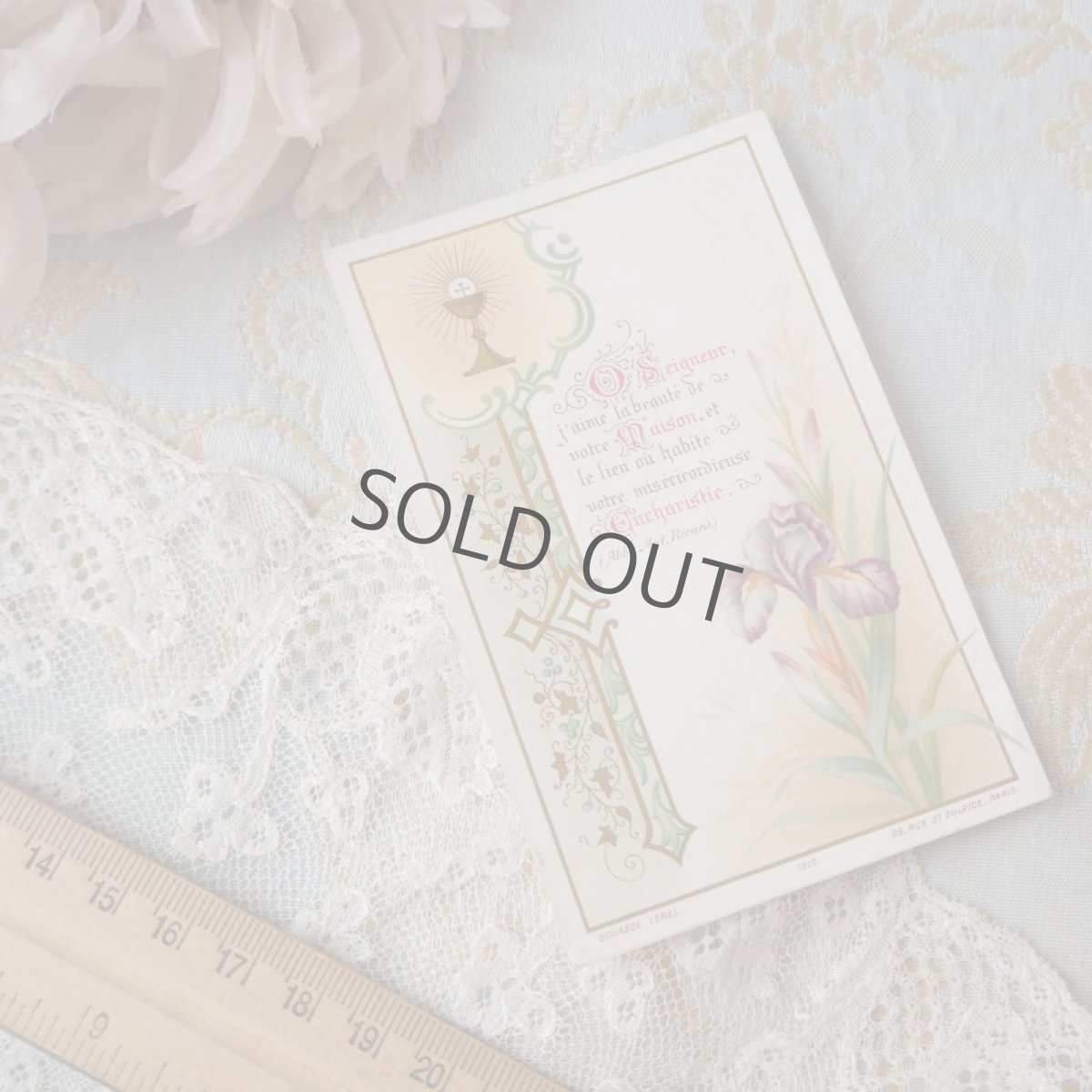 画像6: 古い紙製教会カード　聖杯とアイリスの花 (6)