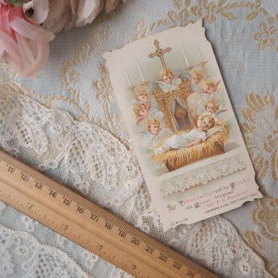 画像1: 古い繊細な教会カード　天使の絵柄と文字