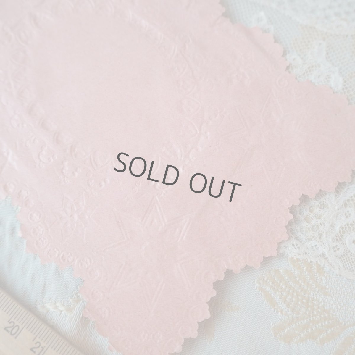 画像9: ピンク色天使と薔薇のカード/繊細なレース柄シルバーエンボス (9)