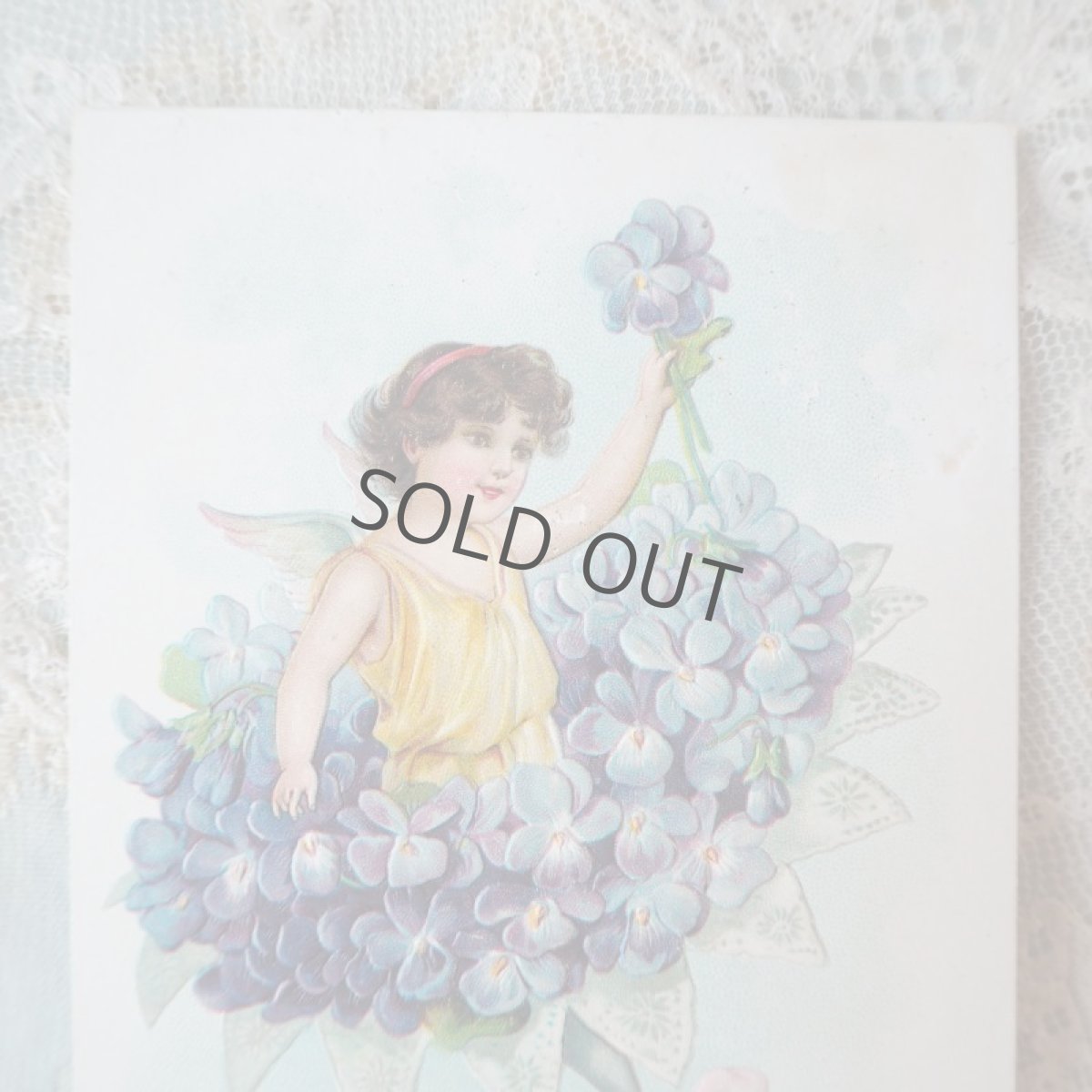 画像2: スミレと妖精ピンク色のリボンのカード (2)