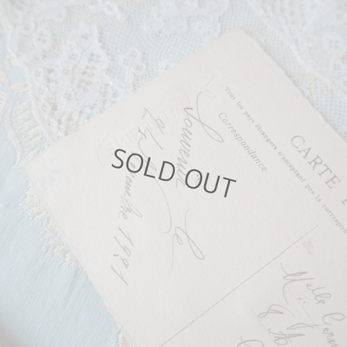 画像4: 白いレースのボネのカード/白い小花の布花 (4)