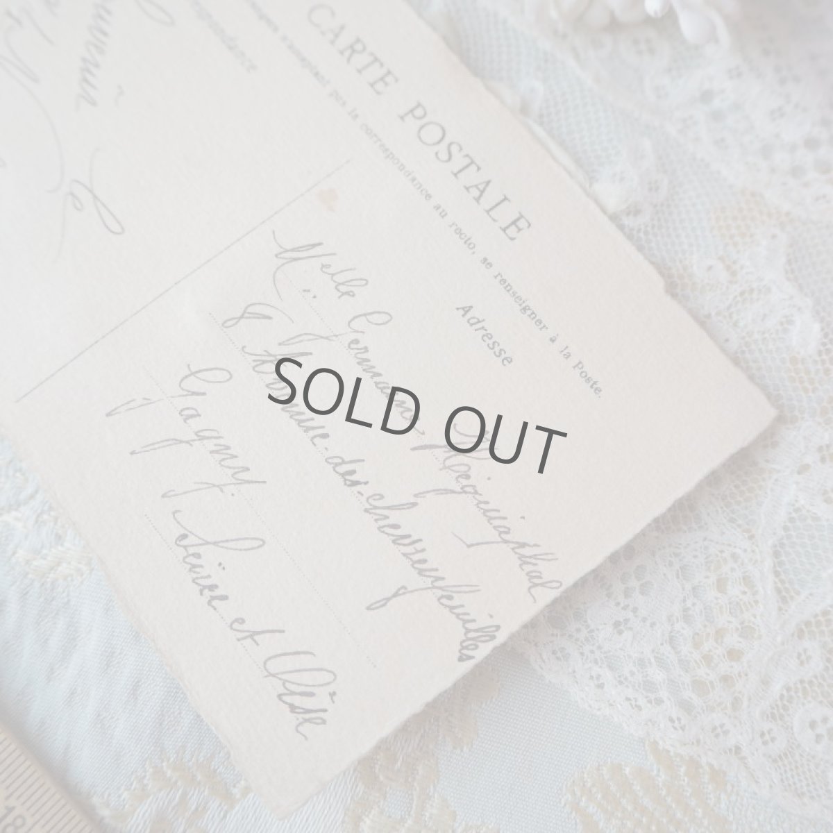 画像5: 白いレースのボネのカード/白い小花の布花 (5)