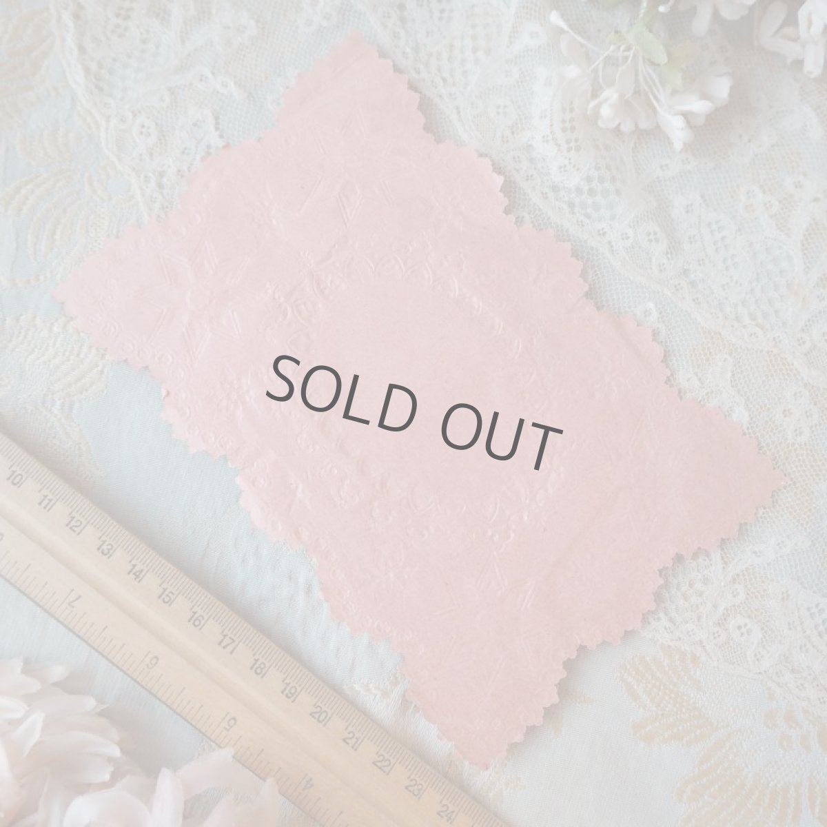 画像7: ピンク色天使と薔薇のカード/繊細なレース柄シルバーエンボス (7)