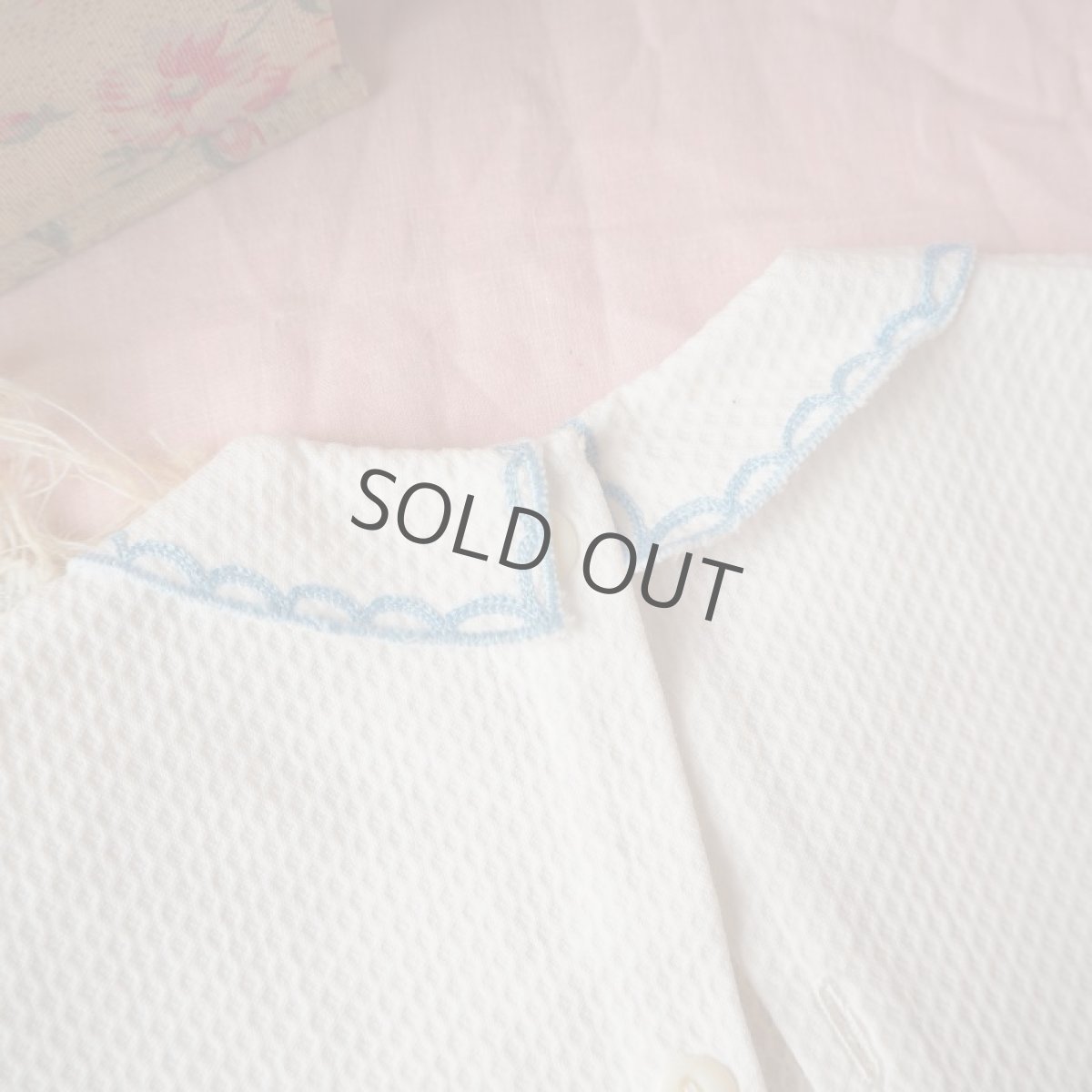 画像7: 小さな襟付きブルー小花のベビースタイ刺繍の (7)