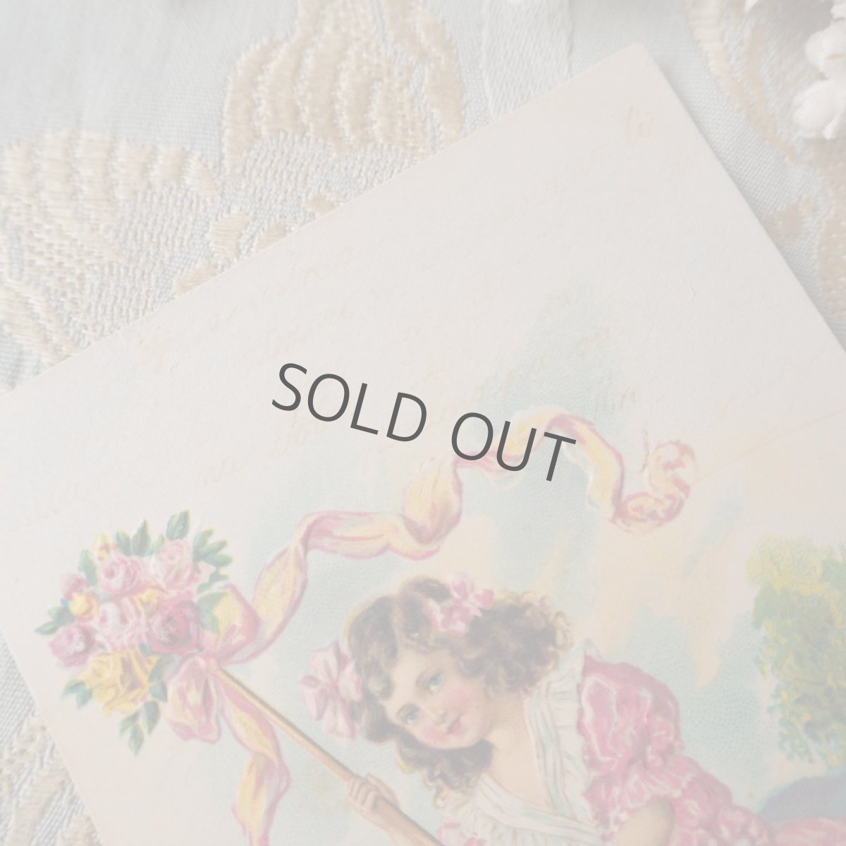 画像3: ピンク色ワンピースの少女と薔薇とリボンのカード (3)