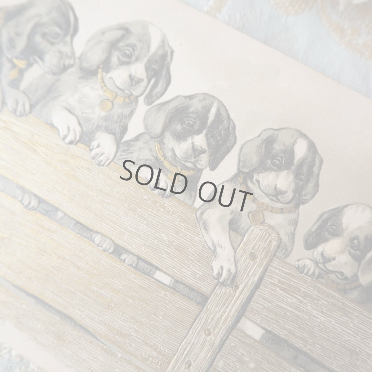 画像3: 金彩加工のフェンスから覗く5匹の子犬のカード (3)