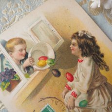 画像3: 少年と少女とカラフル卵のカード/イースターエッグ (3)