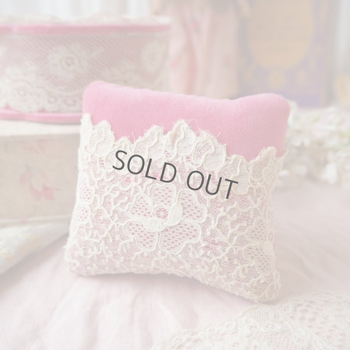 画像5: アンティークレースとピンク色ベルベットのピンクッション/四角形と長方形 (5)