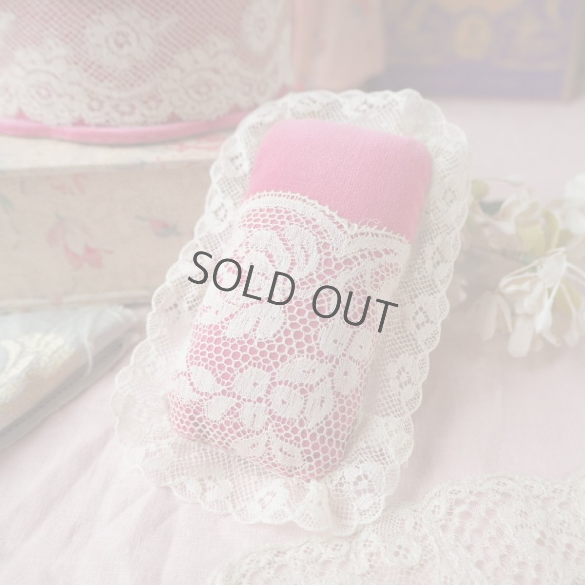 画像6: アンティークレースとピンク色ベルベットのピンクッション/四角形と長方形 (6)