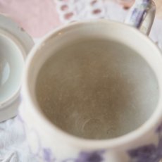 画像15: 葡萄の絵柄の陶器の蓋付クリームポット/クレイユモントロー (15)