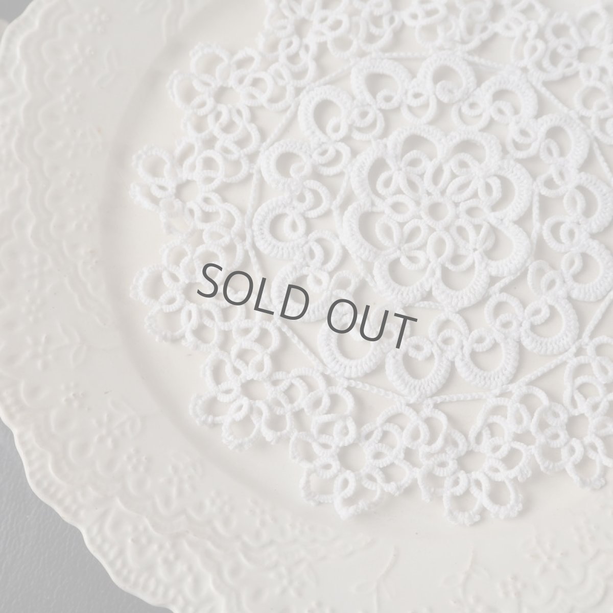 画像5: 手編みのレース白いタティングクロシェドイリー (5)