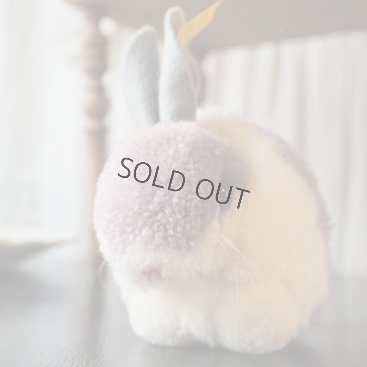 画像7: シュタイフ社レアなポンポンうさぎ/パープル&グレー100%ウール (7)