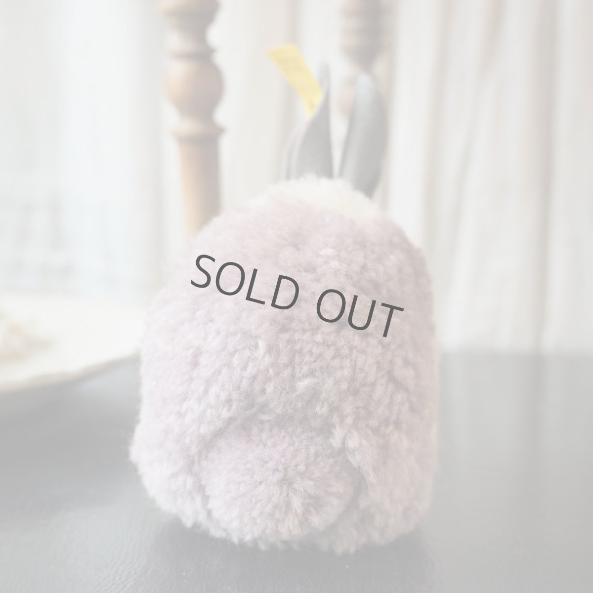 画像4: シュタイフ社レアなポンポンうさぎ/パープル&グレー100%ウール (4)