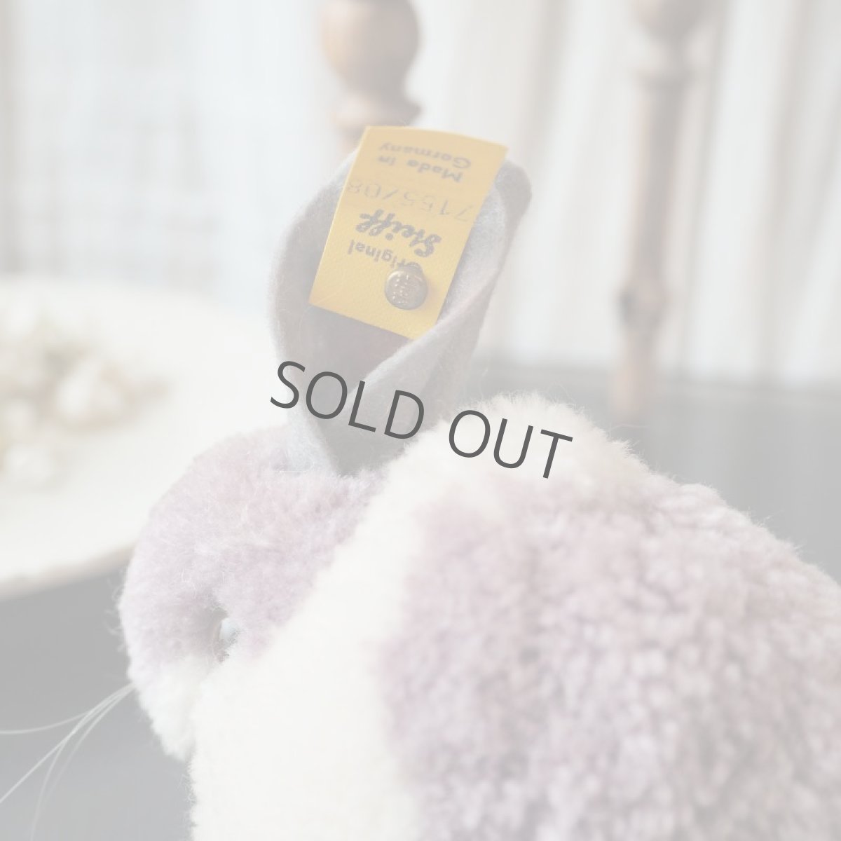 画像6: シュタイフ社レアなポンポンうさぎ/パープル&グレー100%ウール (6)