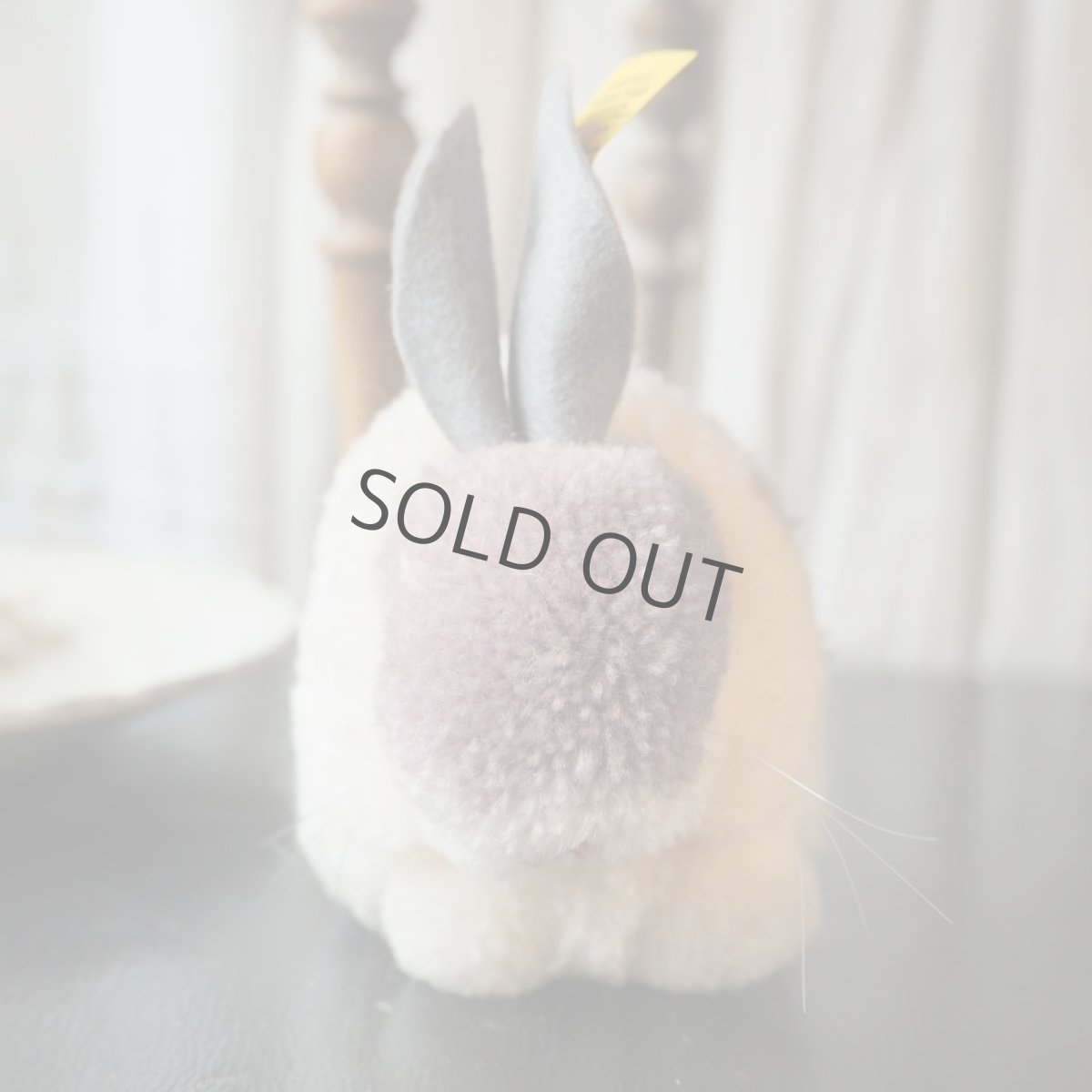 画像2: シュタイフ社レアなポンポンうさぎ/パープル&グレー100%ウール (2)