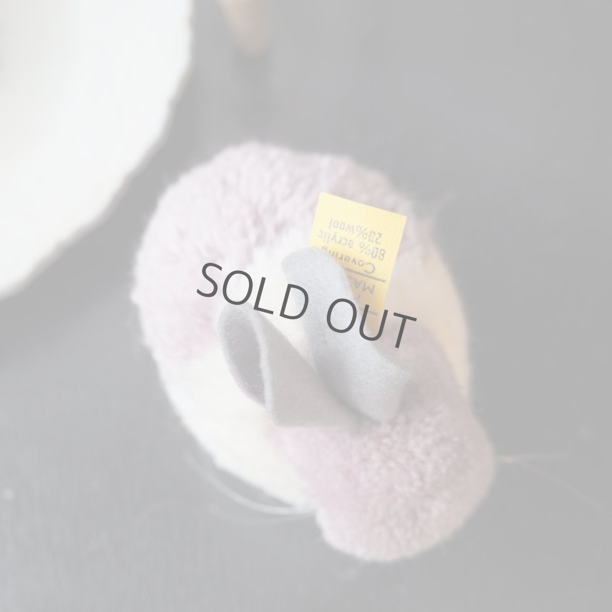 画像9: シュタイフ社レアなポンポンうさぎ/パープル&グレー100%ウール (9)