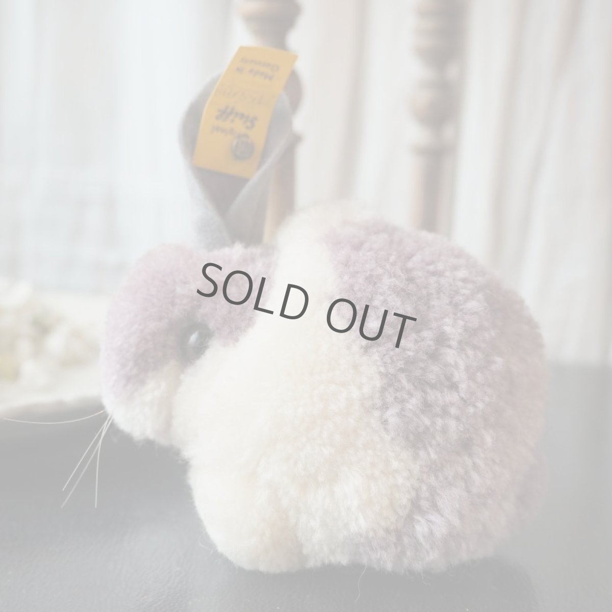 画像5: シュタイフ社レアなポンポンうさぎ/パープル&グレー100%ウール (5)