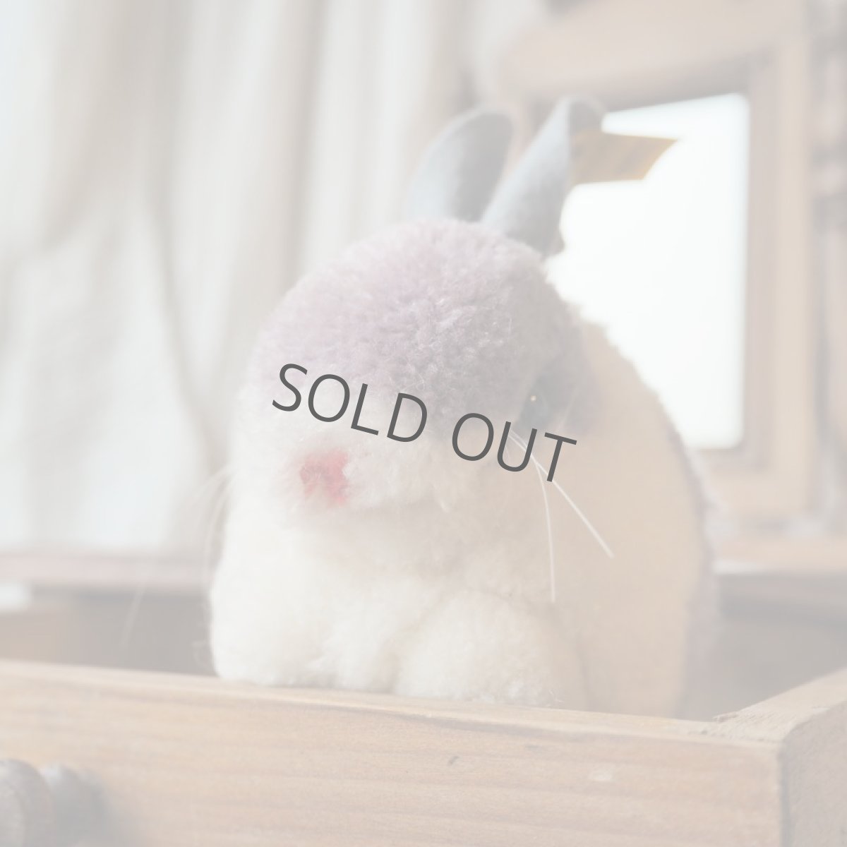 画像10: シュタイフ社レアなポンポンうさぎ/パープル&グレー100%ウール (10)