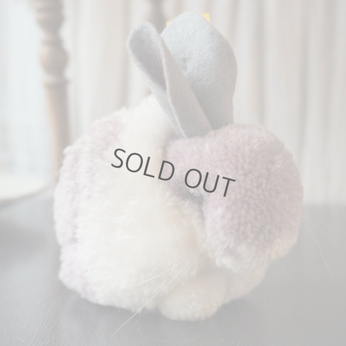 画像8: シュタイフ社レアなポンポンうさぎ/パープル&グレー100%ウール (8)