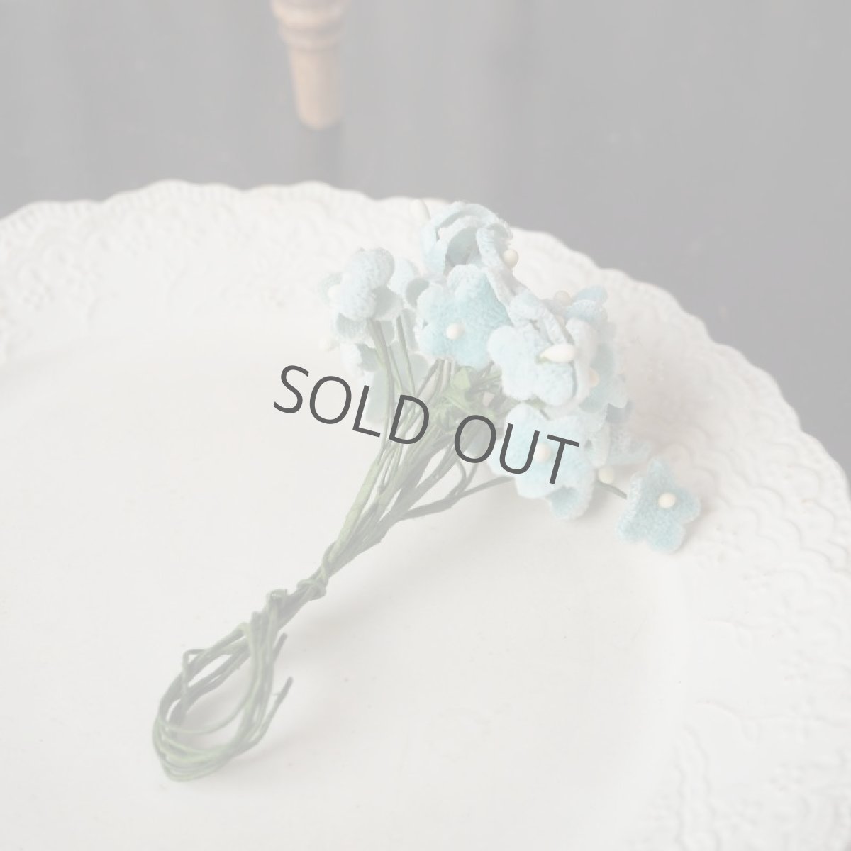 画像6: 布花　青い小花の花束/コサージュ (6)