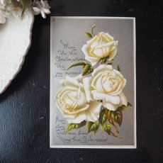 画像1: ヴィクトリアン　クリスマスカード/白い薔薇 (1)
